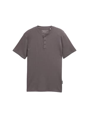 Henley T-shirt with waffle texture