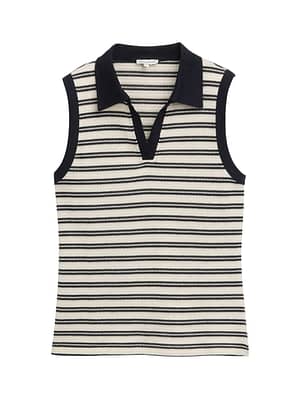 Knitted top with polo collar