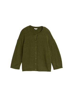 Loose fit cardigan with ribbed texture