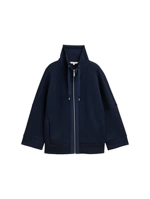 Boxy fit scuba sweatshirt jacket