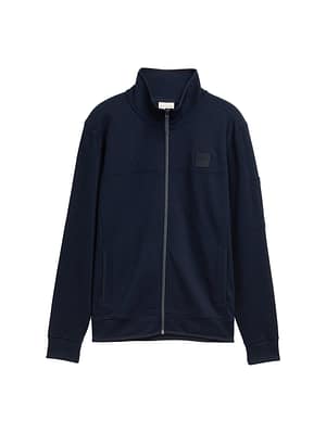 Sweat jacket with stand-up collar