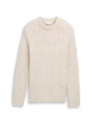 Knitted jumper with mixed textures
