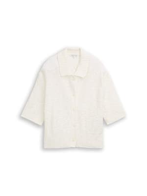 Loose fit bouclé cardigan with collar