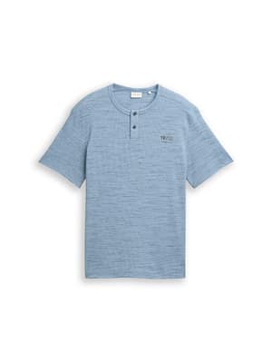Henley T-shirt in melange look