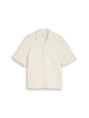 Relaxed fit resort shirt with waffle texture