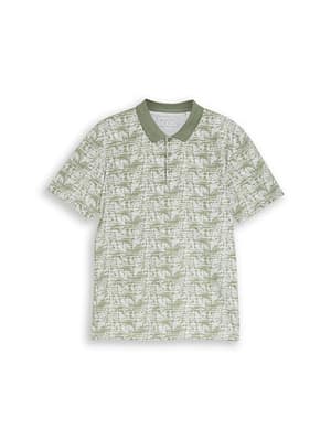 Jersey polo shirt with palm tree print