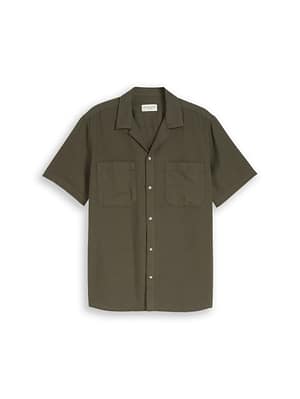 Regular fit resort shirt with waffle texture