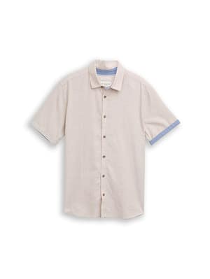 Regular fit short-sleeved shirt with linen blend