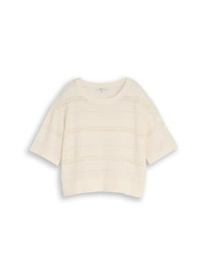 Relaxed fit knitted jumper with eyelet pattern