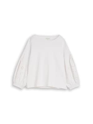 Boxy sweatshirt with eyelet embroidery