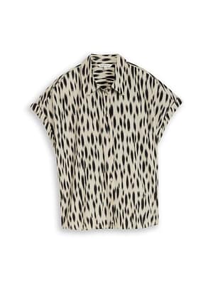 Loose-fit blouse with linen blend