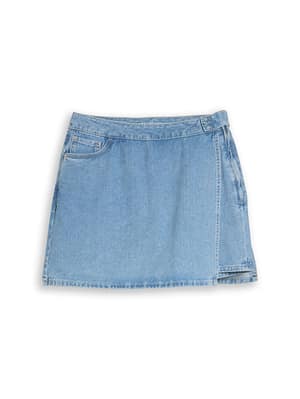 Jeans skort with wrap-around look