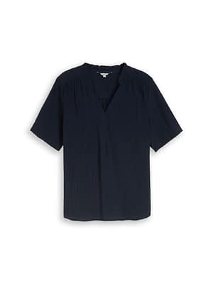 Plus Size - crinkle blouse with V-neck