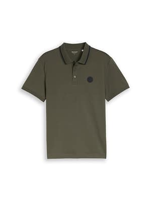 Jersey polo shirt with logo badge