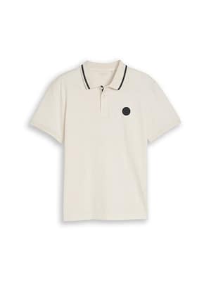 Jersey polo shirt with logo badge