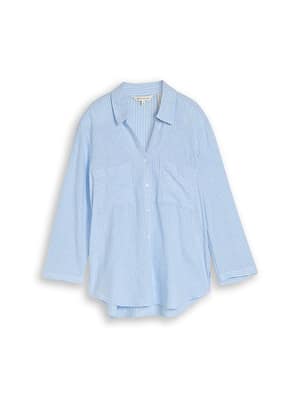 Shirt-style blouse with linen blend