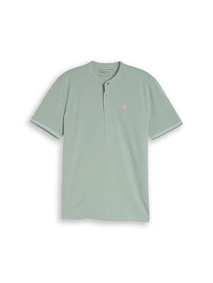 Piqué polo shirt with stand-up collar
