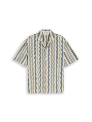 Loose-fit resort short-sleeved shirt with a crochet look