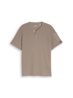 Henley T-shirt with waffle texture