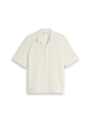 Loose-fit short-sleeved shirt with ribbed texture