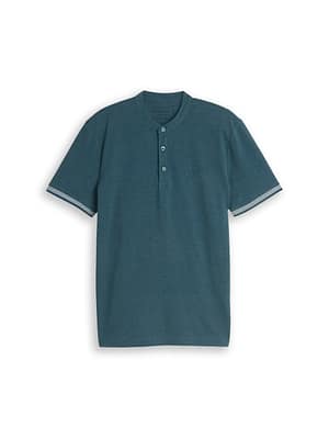 Piqué polo shirt with stand-up collar