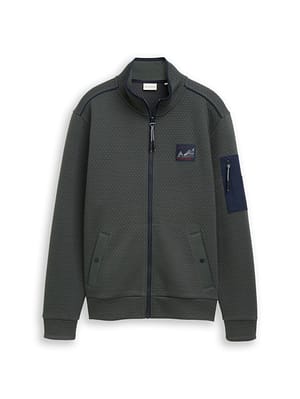 Sweat jacket with stand-up collar