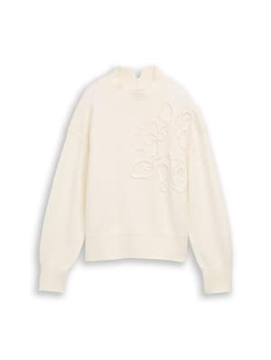 Oversized cosy knitted jumper with floral embroidery