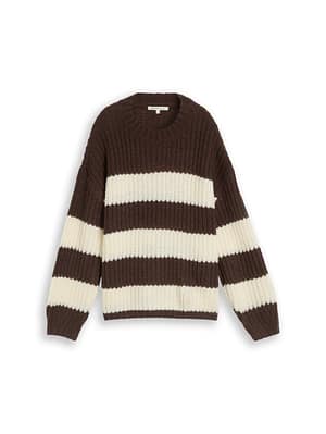 Relaxed-fit knitted jumper with a striped pattern