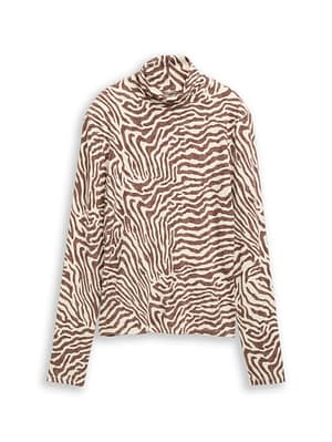 Patterned turtleneck top