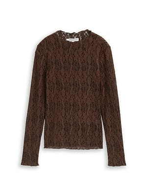 Slim-fit long-sleeved top in lace