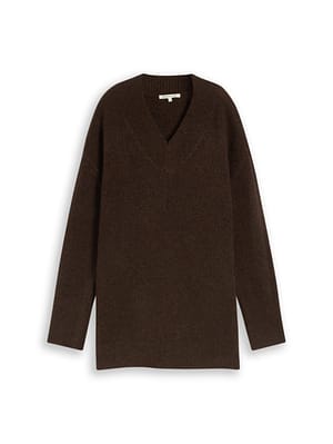 Long-line knitted jumper with wool blend