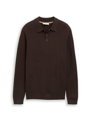 Knitted jumper with polo collar