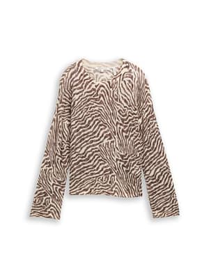 Relaxed-fit knitted jumper with zebra print