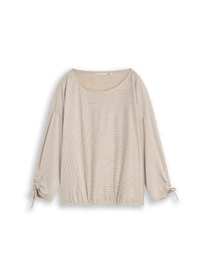 Loose-fit long-sleeved T-shirt with gathered sleeves