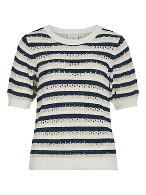 VIELINJA O-NECK 2/4 STRIPE KNIT TOP/R/1