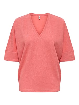 ONLIVY S/S GLITTER V-NECK TOP CS JRS