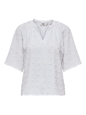 ONLIVANA LIFE 34 DOBBY V-NECK TOP WVN CS