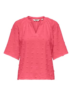 ONLIVANA LIFE 34 DOBBY V-NECK TOP WVN CS
