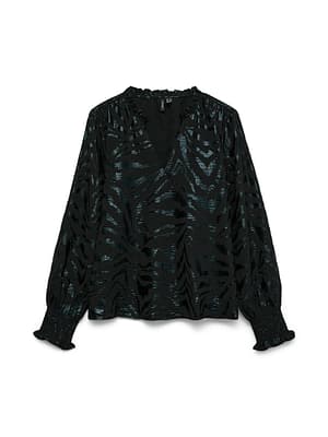 VMCARLA FOIL L/S V-NECK TOP WVN GA