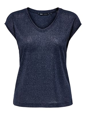 ONLSILVERY S/S V NECK LUREX TOP JRS NOOS