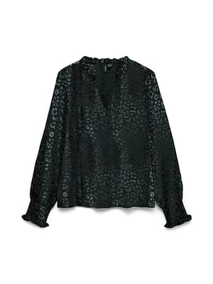 VMCARLA FOIL L/S V-NECK TOP WVN GA