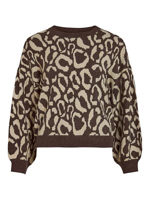 VITIP O-NECK L/S JACQUARD KNIT TOP/R/1