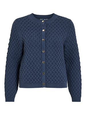 VIKALI L/S O-NECK KNIT BUTTON CARDIGAN