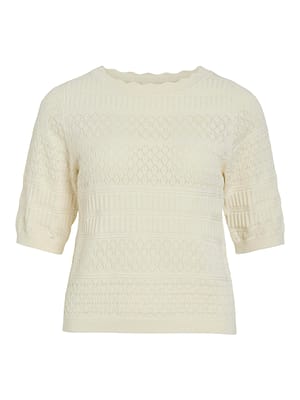 VIMILOS S/S O-NECK POINTELLE TOP - NOOS