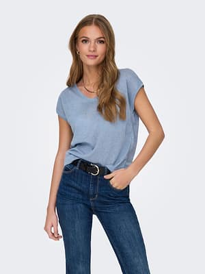 ONLSILVERY S/S V NECK LUREX TOP JRS NOOS