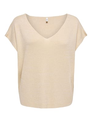 ONLSHINA SS GLITTER V-NECK CS KNT