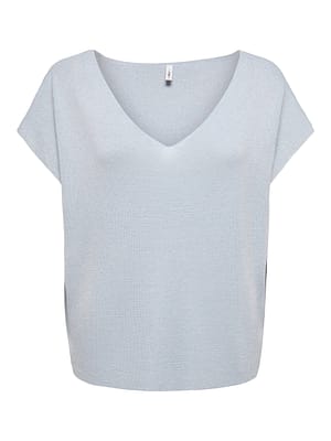 ONLSHINA SS GLITTER V-NECK CS KNT