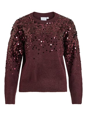 VISIQUIN O-NECK L/S GLITTER KNIT TOP