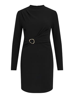 VICLARA L/S HIGHNECK SHORT BELT DRESS/KA