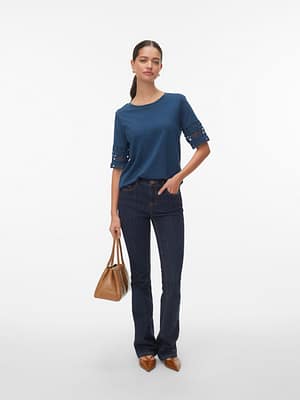 VMIVACY 2/4 O-NECK TOP JRS BTQ